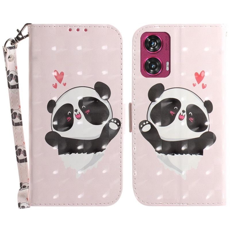 Kotelot Motorola Edge 50 Fusion Panda Love Hihnalla Suojakuori