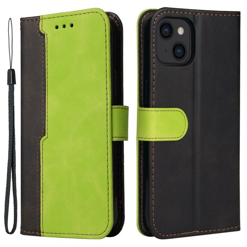 Flip Kotelot iPhone 13 Bicolor Faux Leather