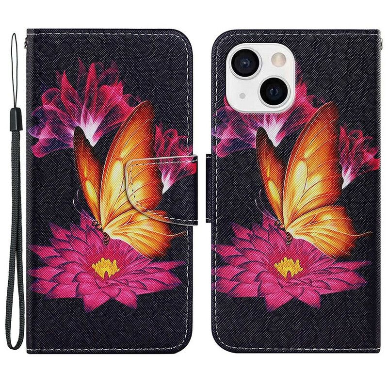 Flip Kotelot iPhone 13 Butterfly And Lotus Suojakuori