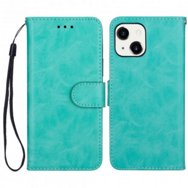 Flip Kotelot iPhone 13 Leather Effect Color Strappy