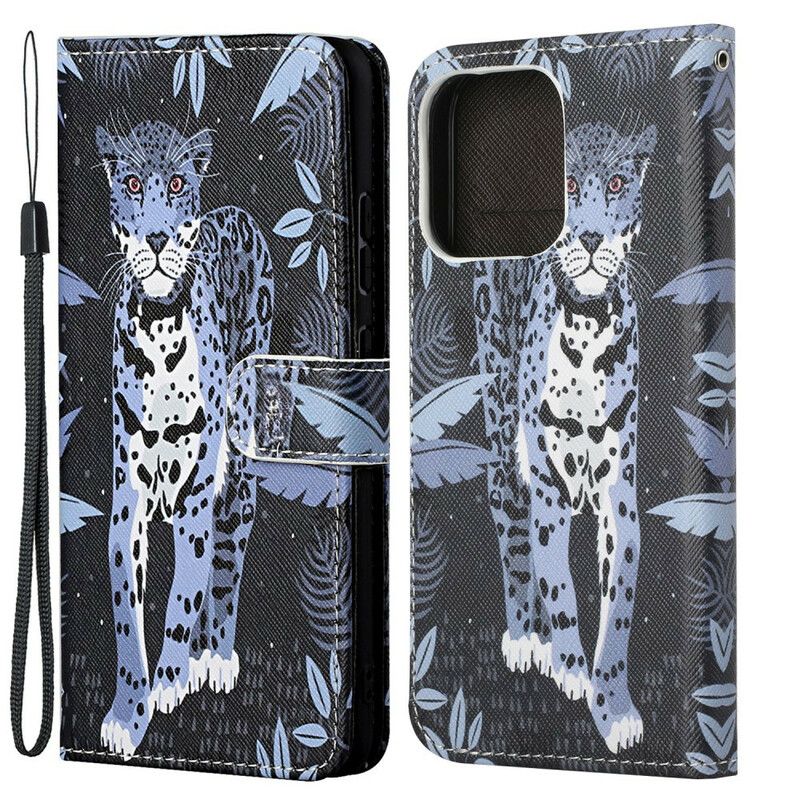 Flip Kotelot iPhone 13 Leopard Strappy