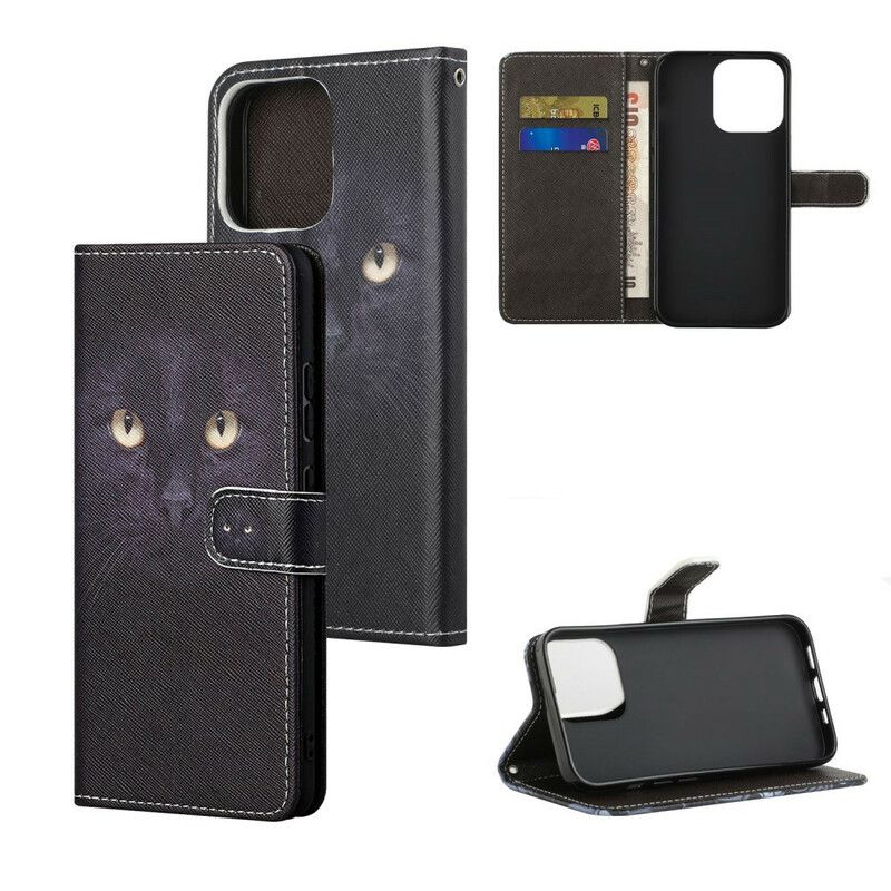 Flip Kotelot iPhone 13 Mustat Strappy Cat Eyes