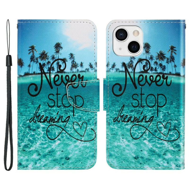 Flip Kotelot iPhone 13 Never Stop Dreaming Navy Strappy