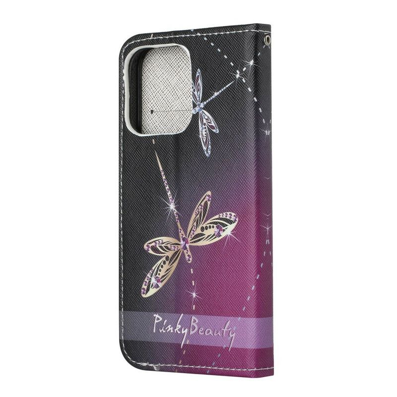 Flip Kotelot iPhone 13 Strappy Dragonflies