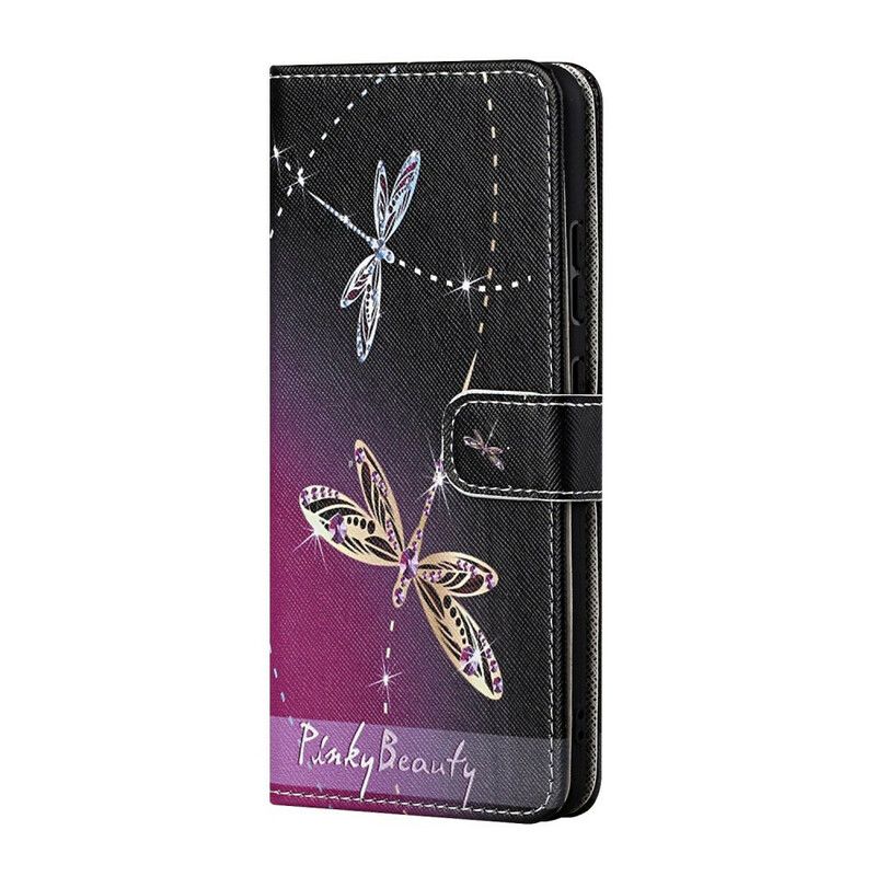 Flip Kotelot iPhone 13 Strappy Dragonflies