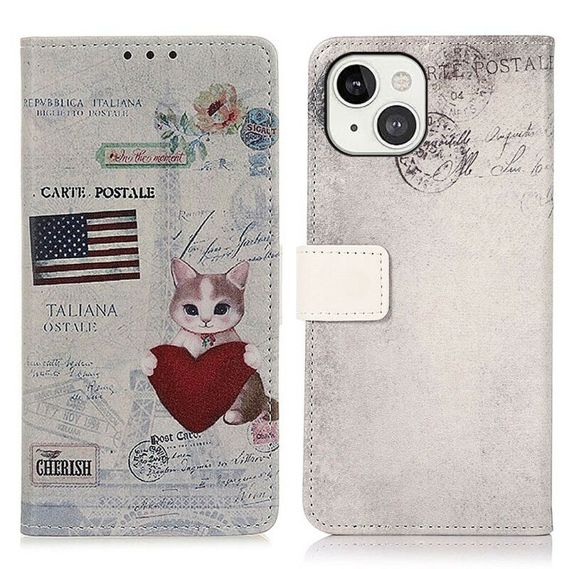 Kotelot iPhone 13 Traveller Cat