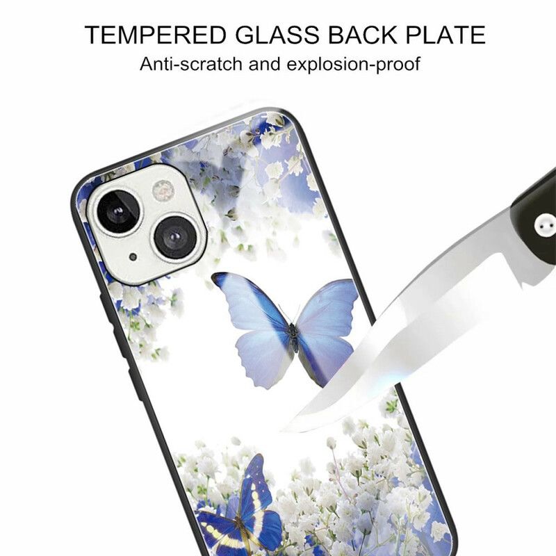 Kuori iPhone 13 Tempered Glass Butterflies Design