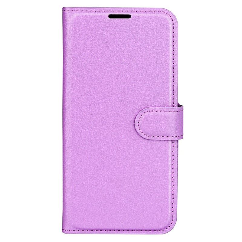 Kotelot iPhone 15 Plus Classic Litchi Faux Leather