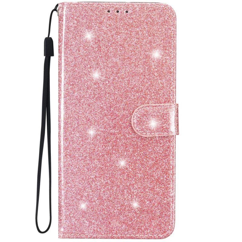 Kotelot iPhone 15 Plus Suojaketju Kuori Glitter-efekti Hihnalla