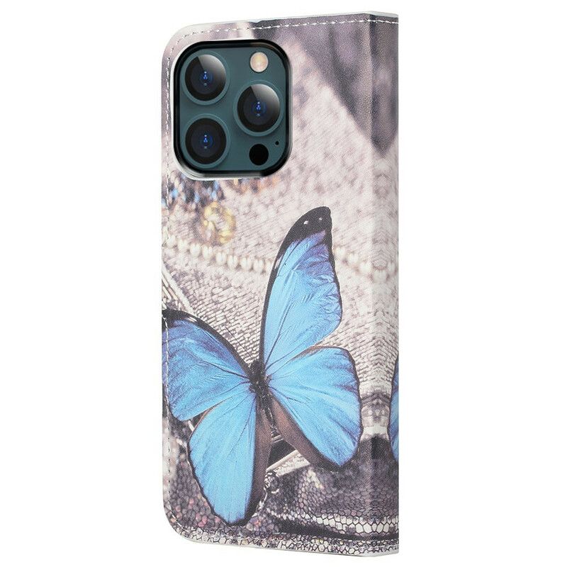 Flip Kotelot iPhone 13 Pro Max Blue Butterfly