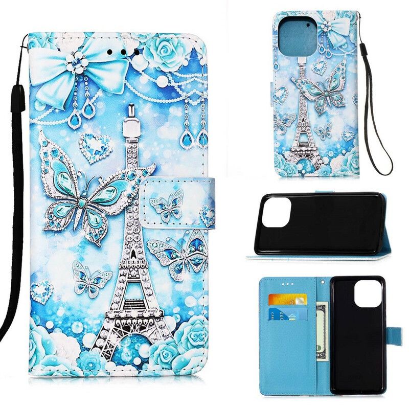 Flip Kotelot iPhone 13 Pro Max Eiffel-tornin Perhoshihna