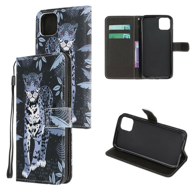 Flip Kotelot iPhone 13 Pro Max Leopard Strappy Suojakuori