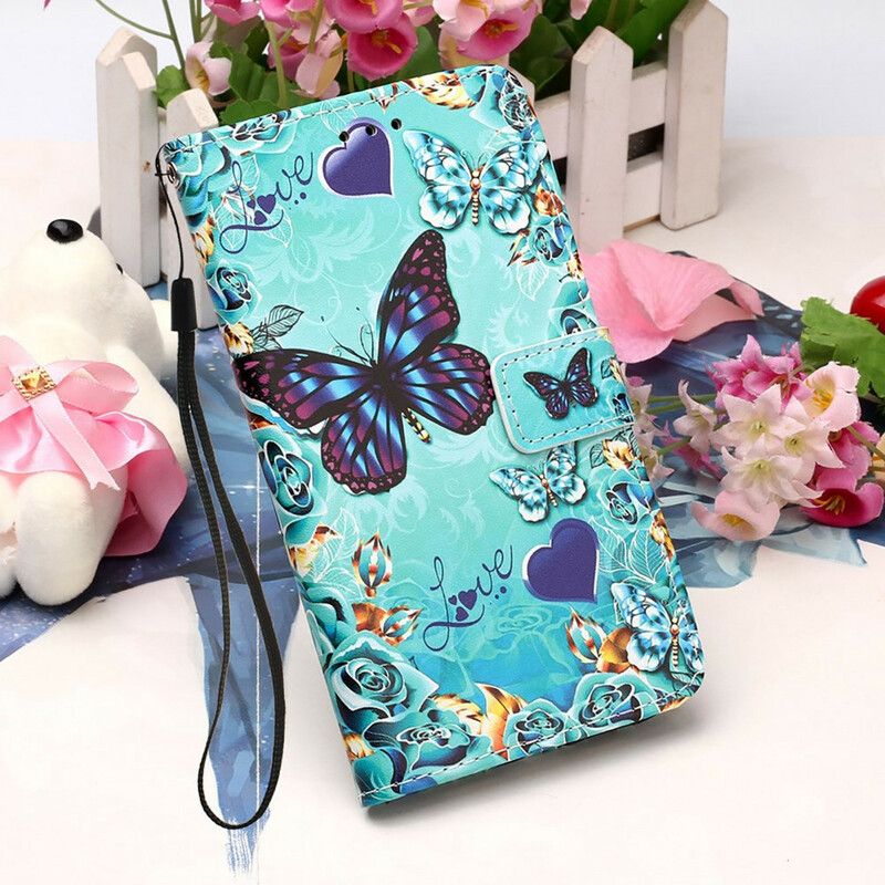 Flip Kotelot iPhone 13 Pro Max Love Butterflies Strappy