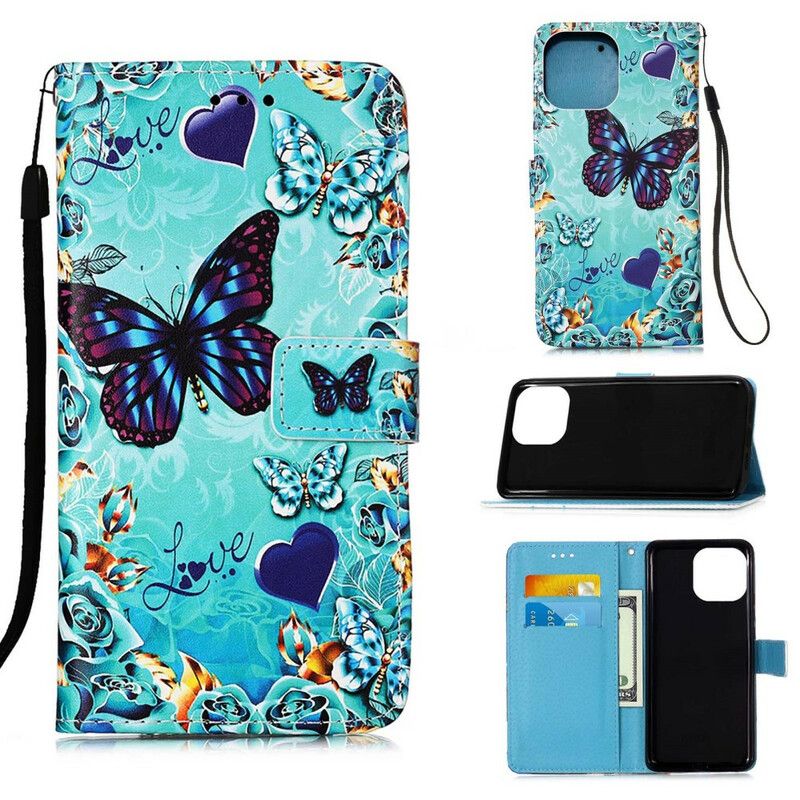 Flip Kotelot iPhone 13 Pro Max Love Butterflies Strappy