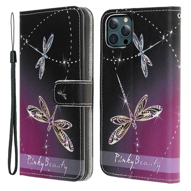 Flip Kotelot iPhone 13 Pro Max Strappy Dragonflies