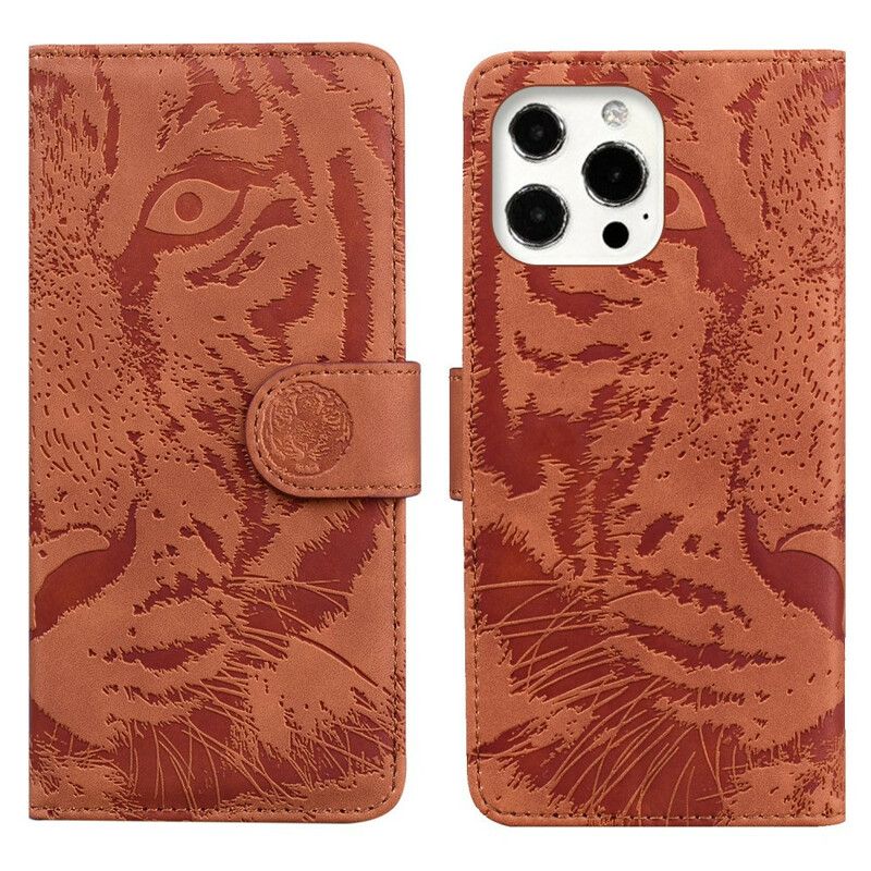 Flip Kotelot iPhone 13 Pro Max Tiger Face Print Suojakuori