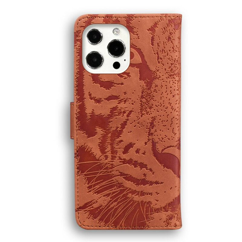 Flip Kotelot iPhone 13 Pro Max Tiger Face Print Suojakuori