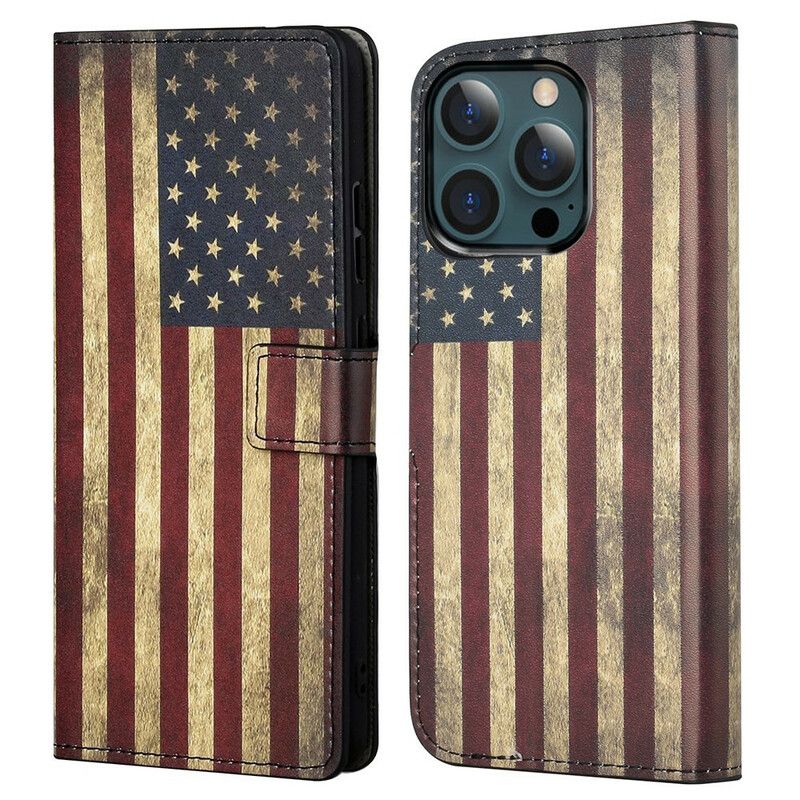 Flip Kotelot iPhone 13 Pro Max Us Flag Suojakuori