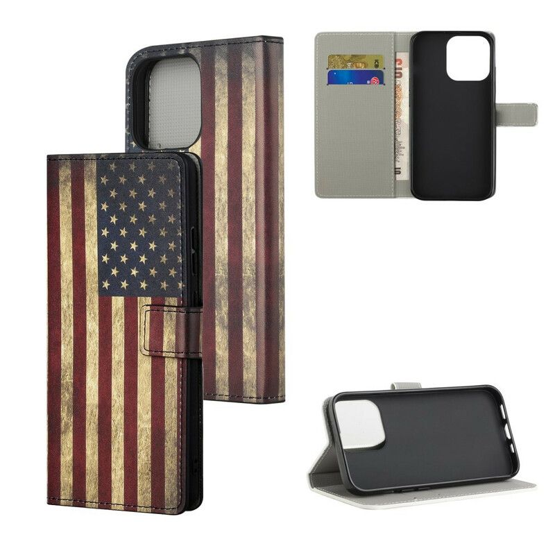 Flip Kotelot iPhone 13 Pro Max Us Flag Suojakuori