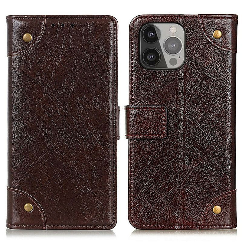 Flip Kotelot iPhone 13 Pro Max Vintage Nappan Leather Effect