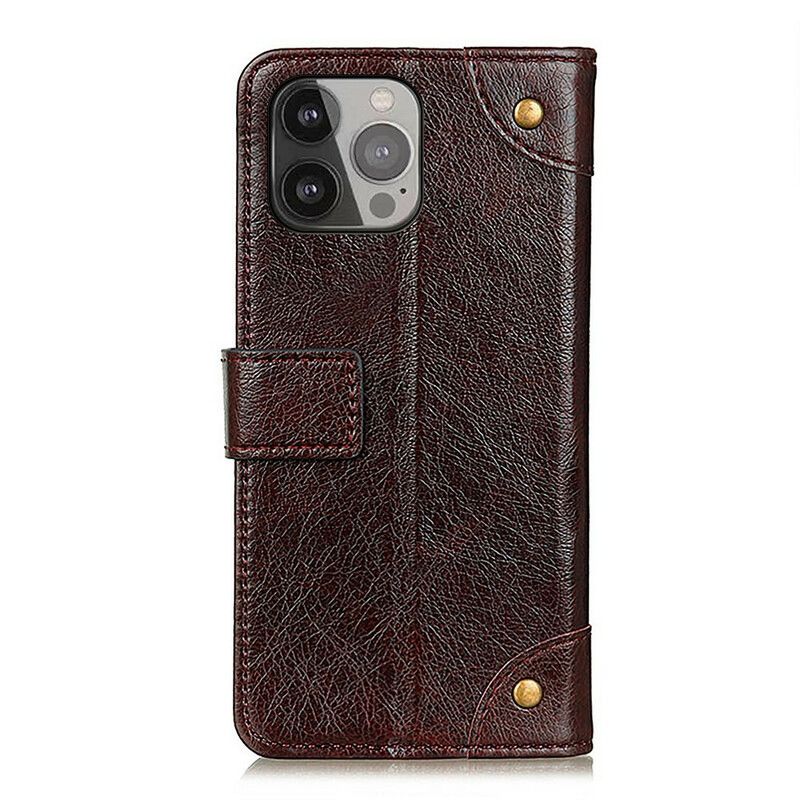 Flip Kotelot iPhone 13 Pro Max Vintage Nappan Leather Effect