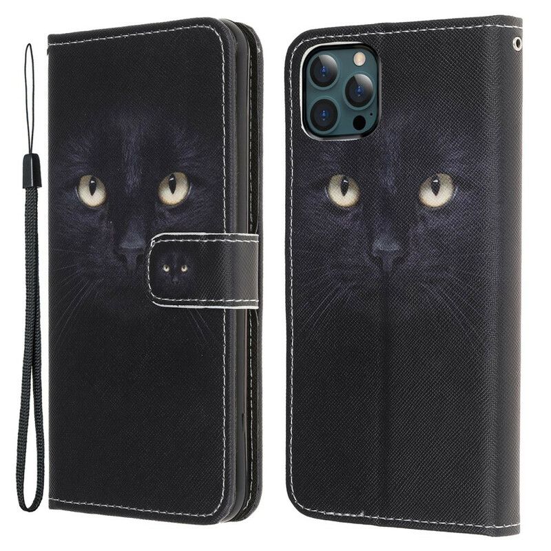 Kotelot iPhone 13 Pro Max Puhelinkuoret Mustat Strappy Cat Eyes