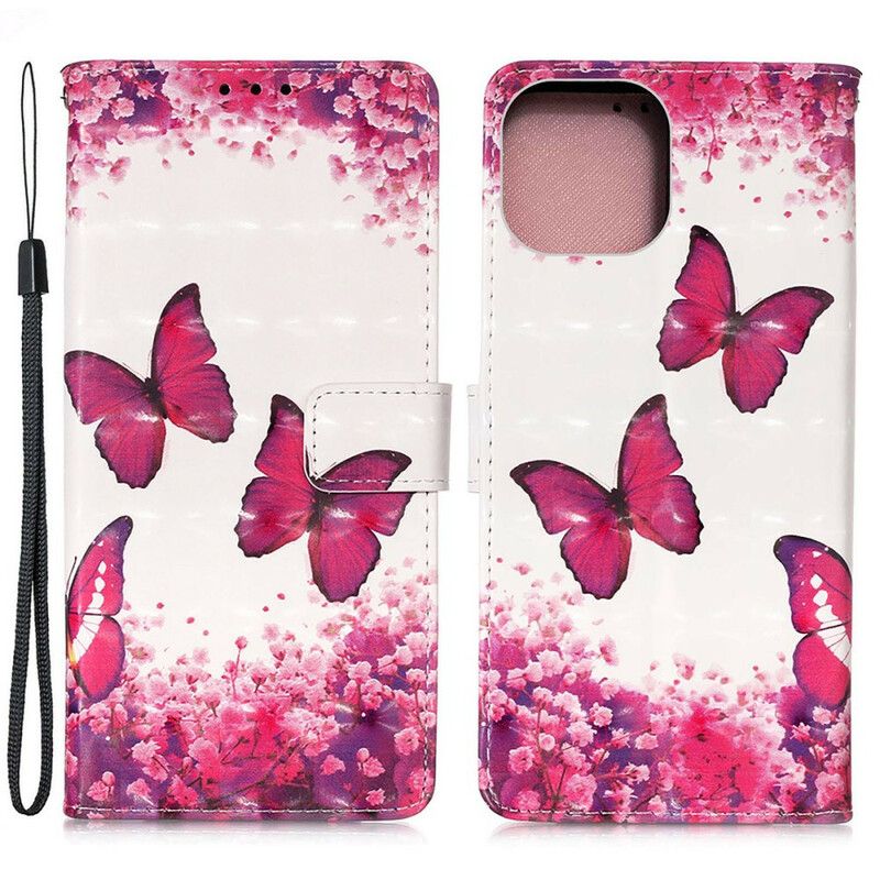 Kotelot iPhone 13 Pro Max Red Butterflies