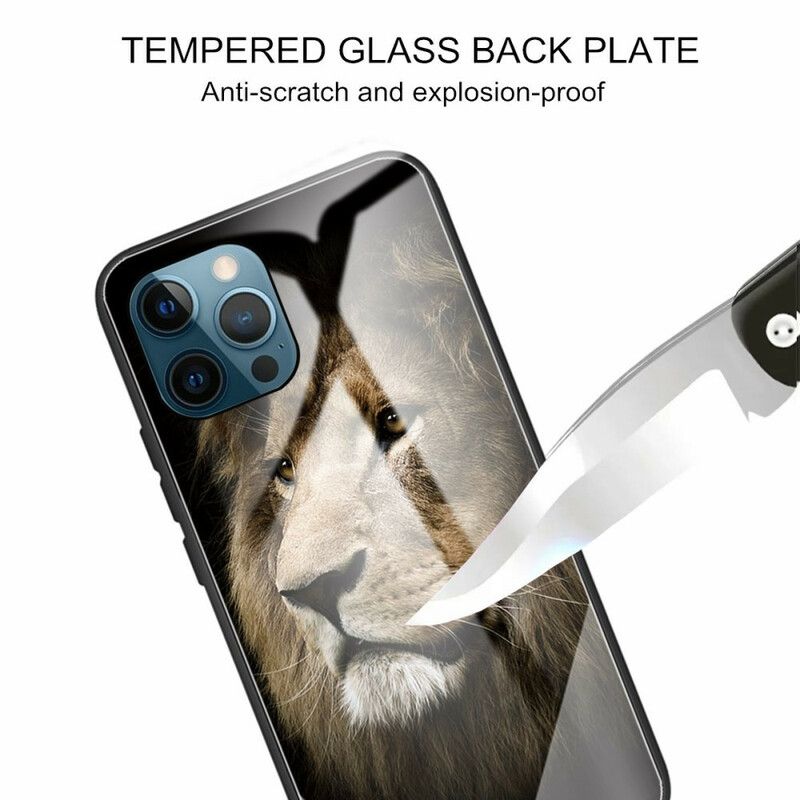 Kuori Case iPhone 13 Pro Max Puhelinkuoret Tempered Glass Lion Head