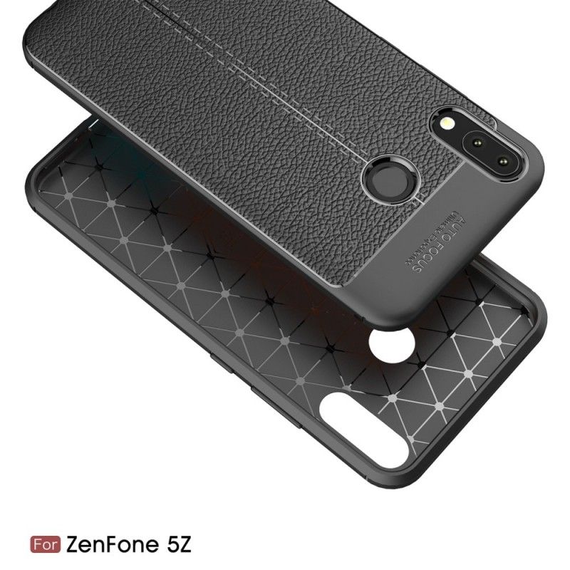 Kuori Asus ZenFone 5 / 5Z Punainen Musta Kaksilinjainen Litsi Nahkainen Vaikutus Suojakuori