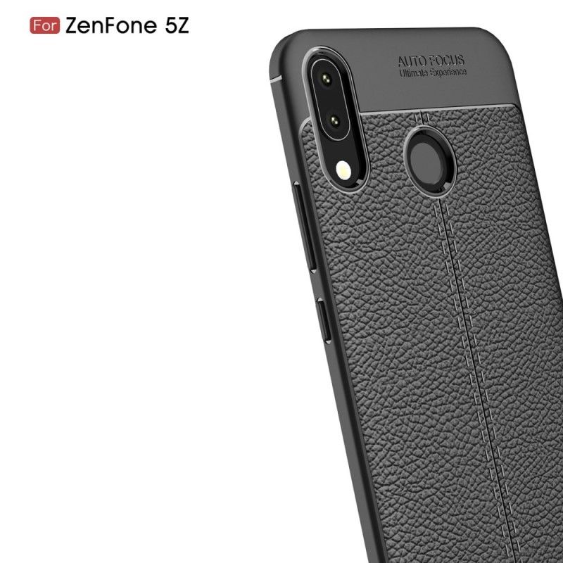 Kuori Asus ZenFone 5 / 5Z Punainen Musta Kaksilinjainen Litsi Nahkainen Vaikutus Suojakuori