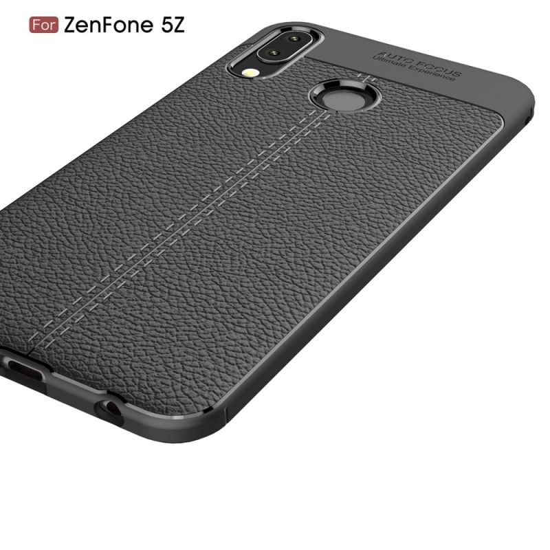 Kuori Asus ZenFone 5 / 5Z Punainen Musta Kaksilinjainen Litsi Nahkainen Vaikutus Suojakuori