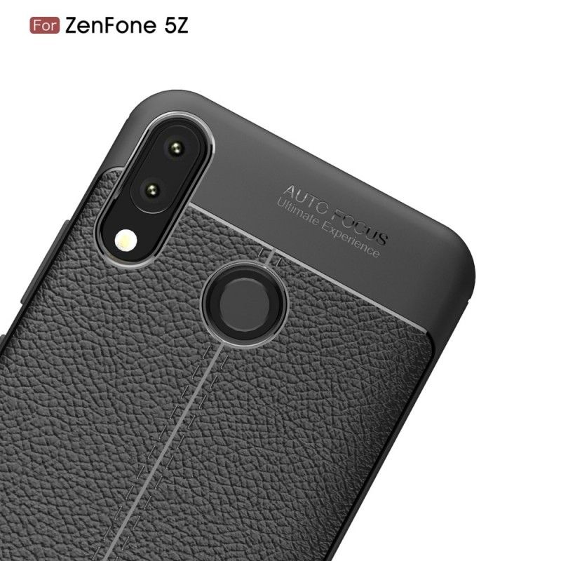 Kuori Asus ZenFone 5 / 5Z Punainen Musta Kaksilinjainen Litsi Nahkainen Vaikutus Suojakuori