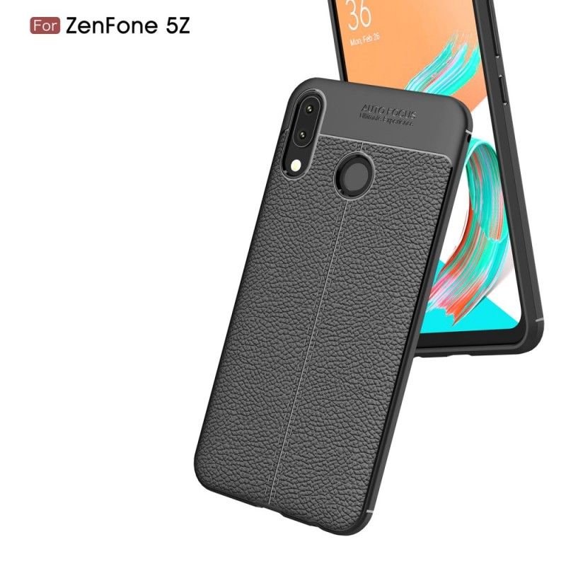 Kuori Asus ZenFone 5 / 5Z Punainen Musta Kaksilinjainen Litsi Nahkainen Vaikutus Suojakuori