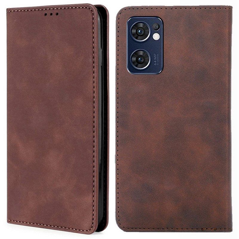 Puhelinkuoret Oppo Find X5 Lite Kotelot Flip Skin-touch Leather Effect