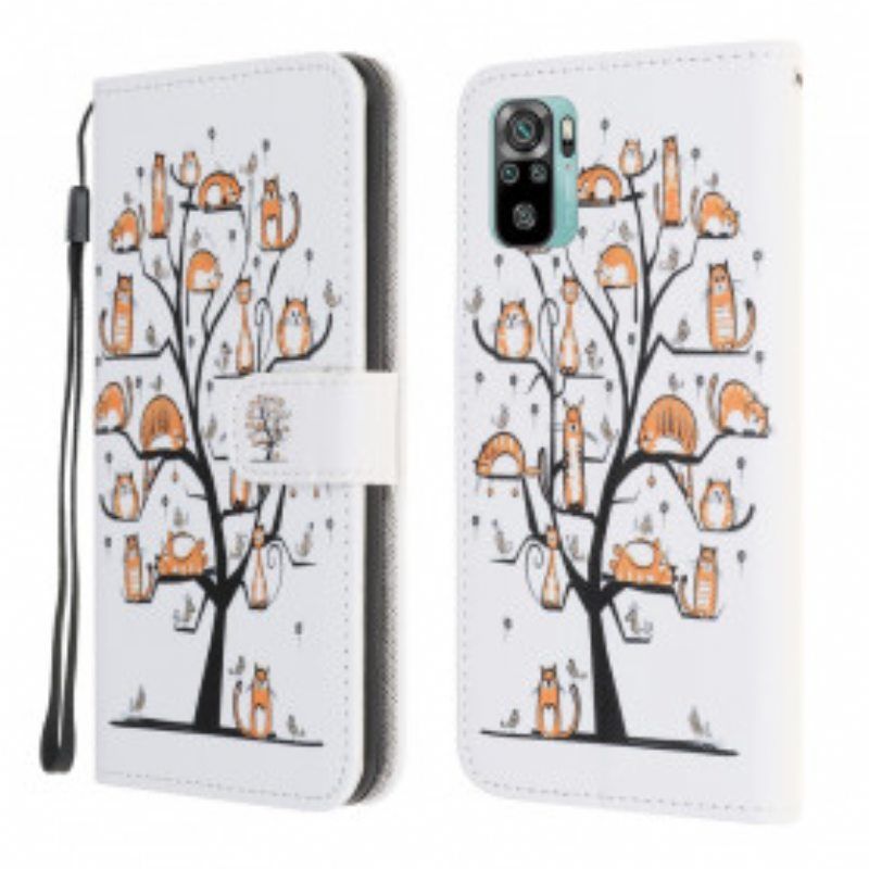 Kotelot Xiaomi Redmi Note 10 / 10S Suojaketju Kuori Funky Cats Hihnalla