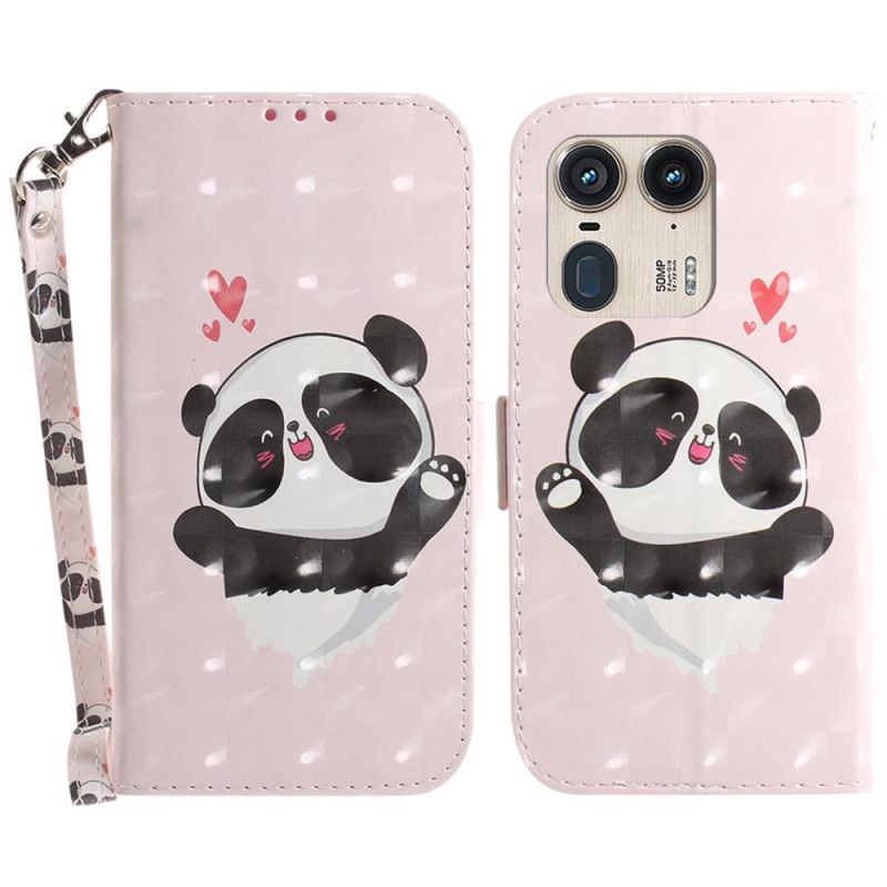 Kotelot Motorola Edge 50 Ultra Puhelinkuoret Panda Love Hihnalla