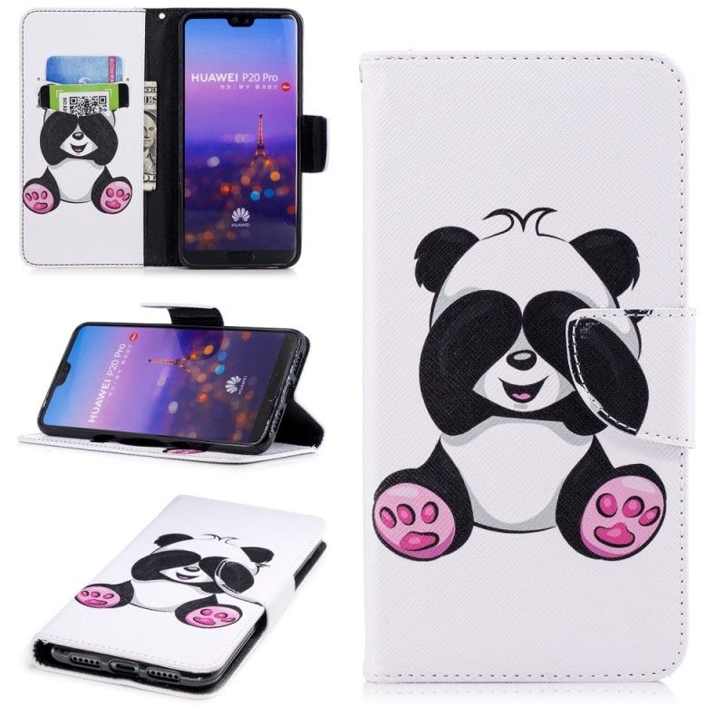 Nahkakotelo Huawei P20 Pro Puhelinkuoret Hauska Panda