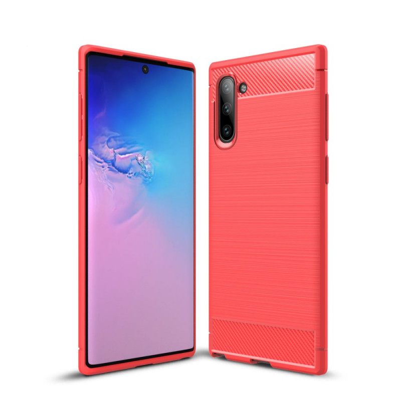 Case Kuoret Samsung Galaxy Note 10 Punainen Musta Puhelinkuoret Harjattu Hiilikuitu