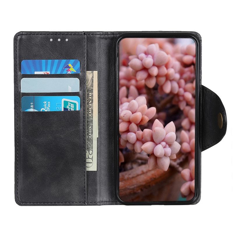 Flip Case Samsung Galaxy Note 10 Punainen Musta Keinonahkaa