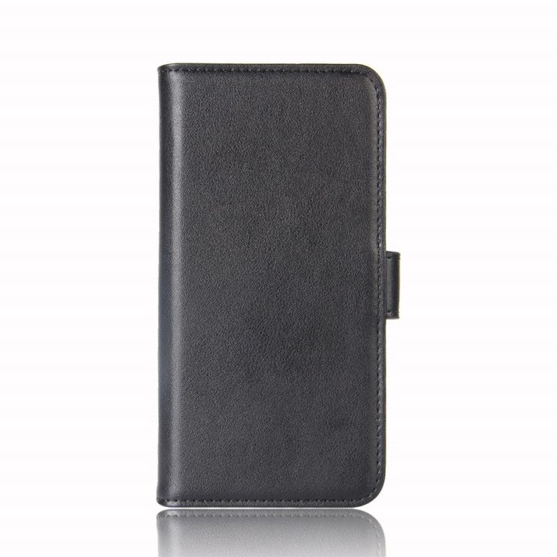 Flip Case Samsung Galaxy Note 10 Ruskea Musta Halkaistu Nahka