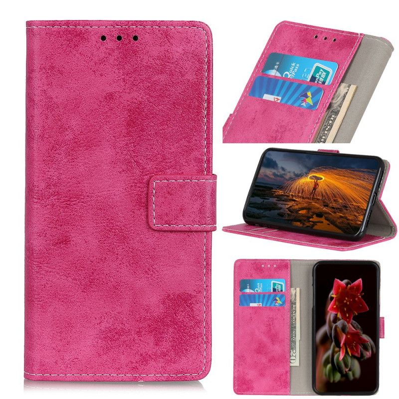 Kotelot Samsung Galaxy Note 10 Magenta Harmaa Vintage-Nahkaefekti Suojakuori