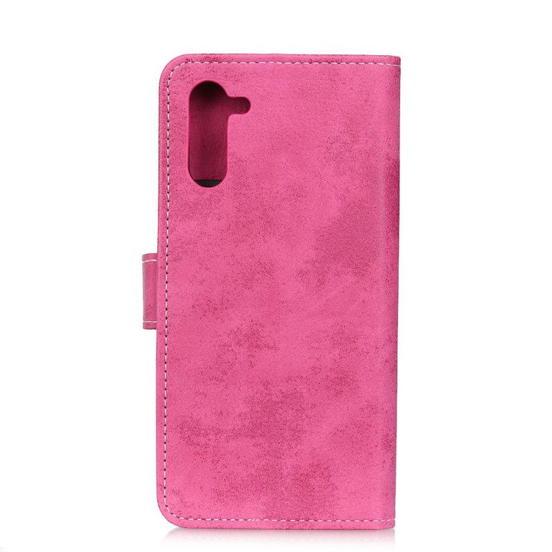 Kotelot Samsung Galaxy Note 10 Magenta Harmaa Vintage-Nahkaefekti Suojakuori