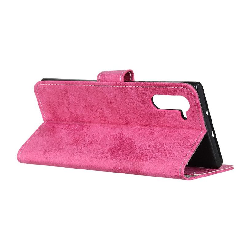 Kotelot Samsung Galaxy Note 10 Magenta Harmaa Vintage-Nahkaefekti Suojakuori