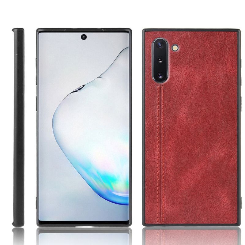 Kuori Samsung Galaxy Note 10 Punainen Musta Ommeltu Nahkaefekti Suojakuori