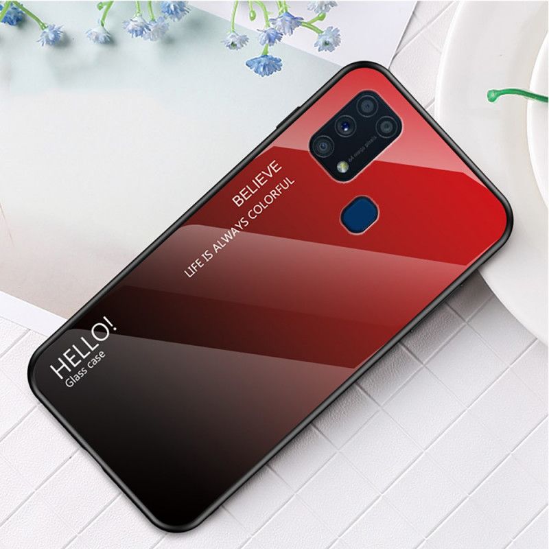 Case Kuoret Samsung Galaxy M31 Valkoinen Musta Puhelinkuoret Hei Karkaistu Lasi