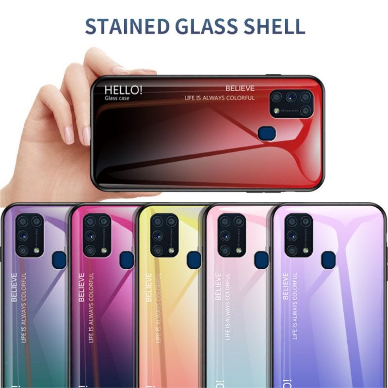 Case Kuoret Samsung Galaxy M31 Valkoinen Musta Puhelinkuoret Hei Karkaistu Lasi