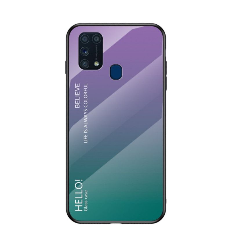 Case Kuoret Samsung Galaxy M31 Valkoinen Musta Puhelinkuoret Hei Karkaistu Lasi