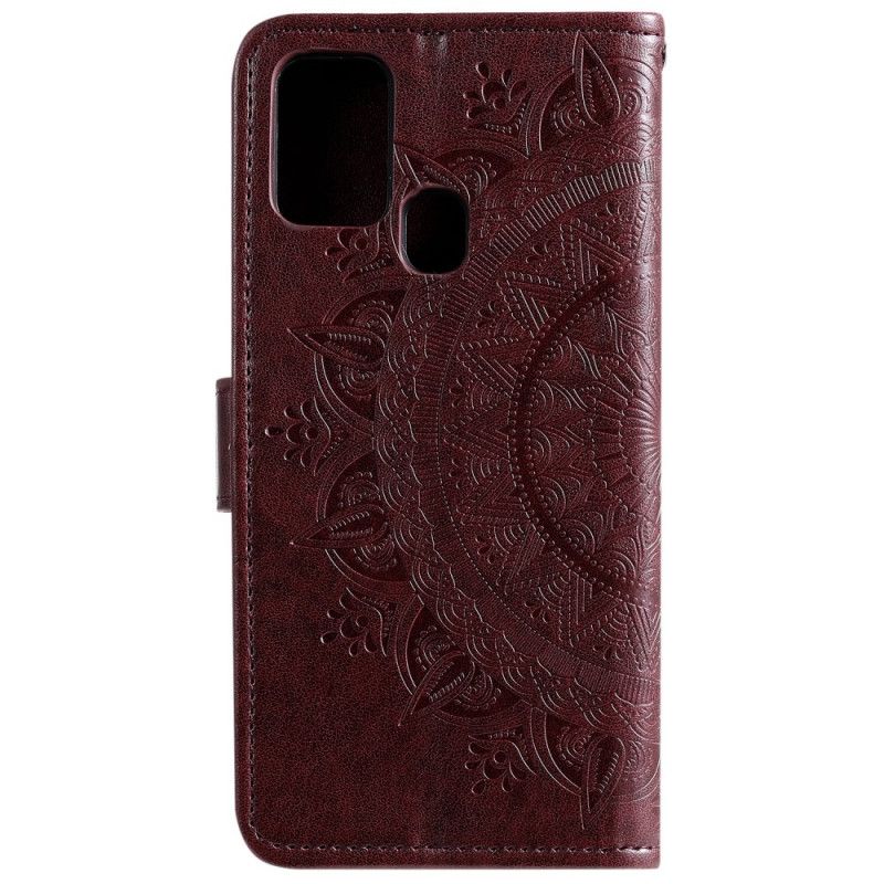 Flip Case Samsung Galaxy M31 Magenta Harmaa Aurinko Mandala