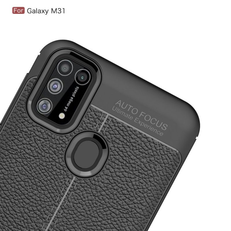 Kuori Samsung Galaxy M31 Punainen Musta Kaksilinjainen Litsi Nahkaa