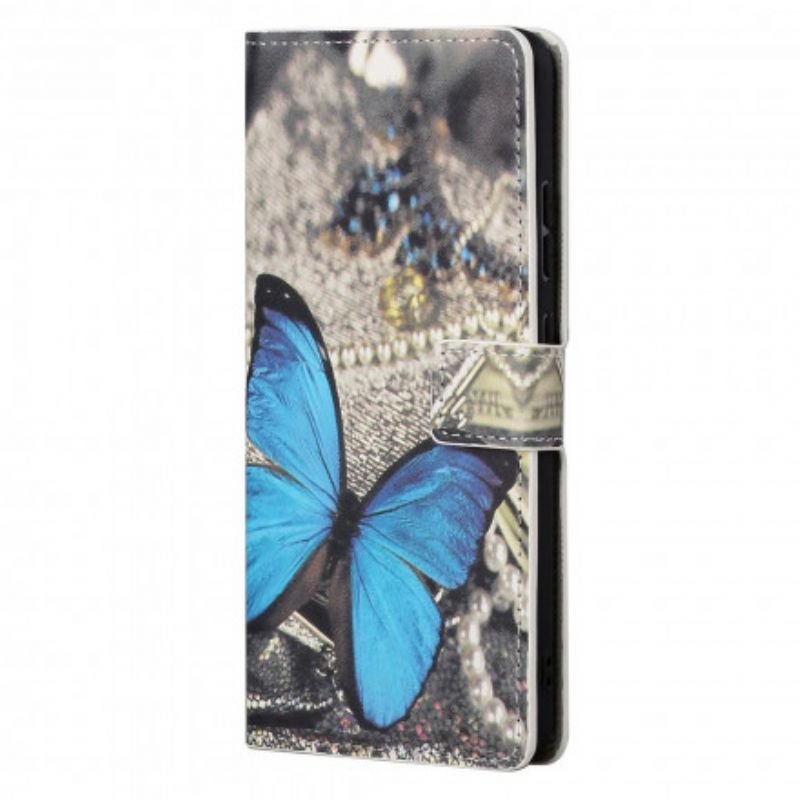 Flip Kotelot Motorola Edge 20 Blue Butterfly Suojakuori